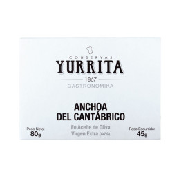 Traditional Skin-On Anchovy Fillets, 80g - by Yurrita - Basque Seafood Traditional Skin-On Anchovy Fillets, 80g - by Yurrita - Basque Seafood