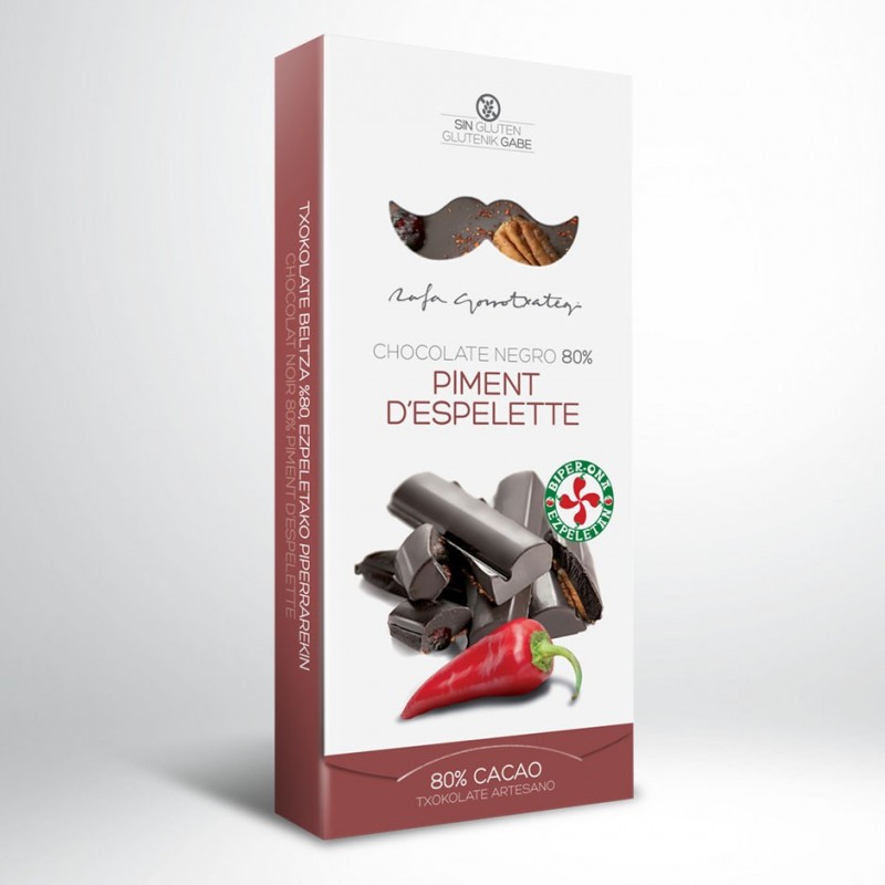 Dark chocolate 80% with Ezpeleta pepper